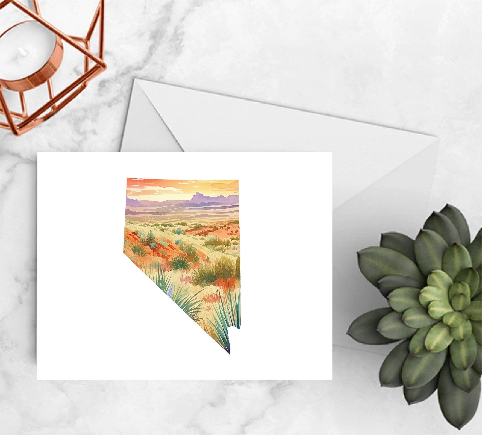 Nevada Desert Watercolor Set of 8 Notecards - The Kindness Cause