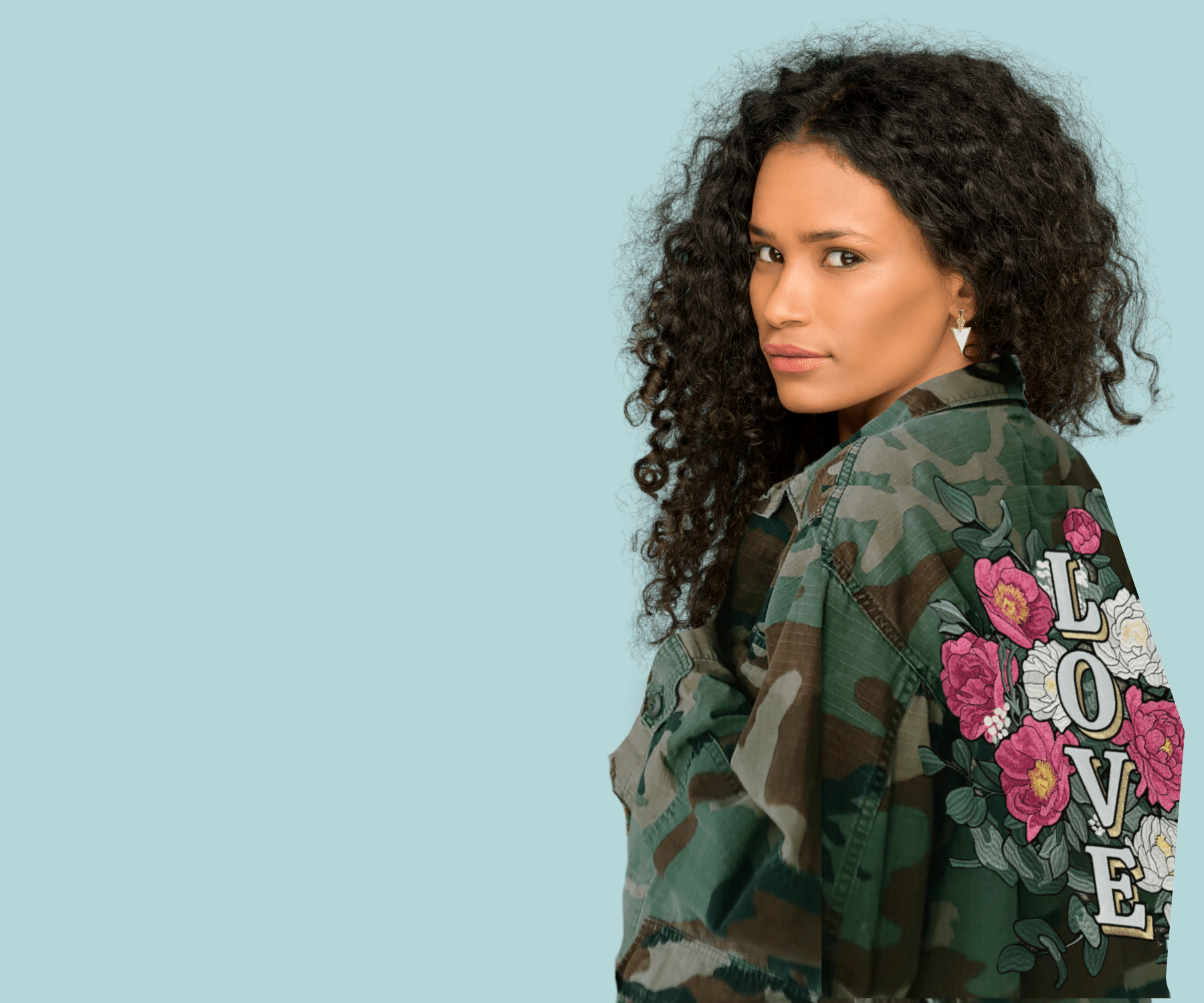 Oversized Love Embroidered Camo Jacket - The Kindness Cause
