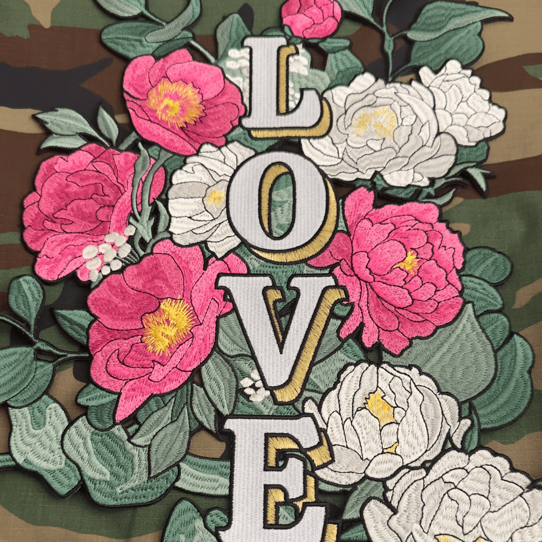 Oversized Love Embroidered Camo Jacket - The Kindness Cause