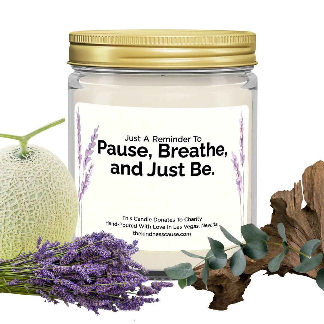 Pause, Breathe, and Just Be Lavender Driftwood Kindness Candle - The Kindness Cause