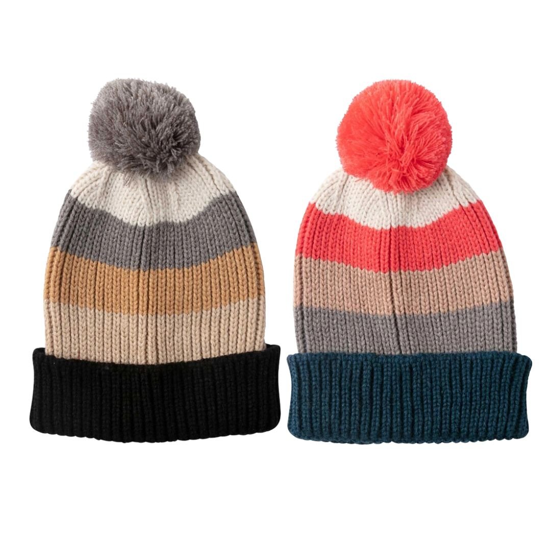 Piccadilly Stripe Pom Pom Beanie Hat - The Kindness Cause