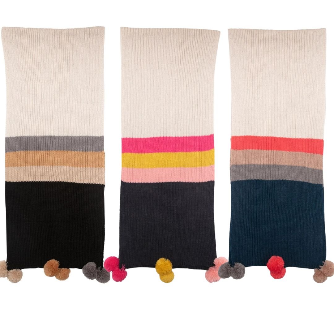 Piccadilly Stripe Pom Pom Scarves - The Kindness Cause