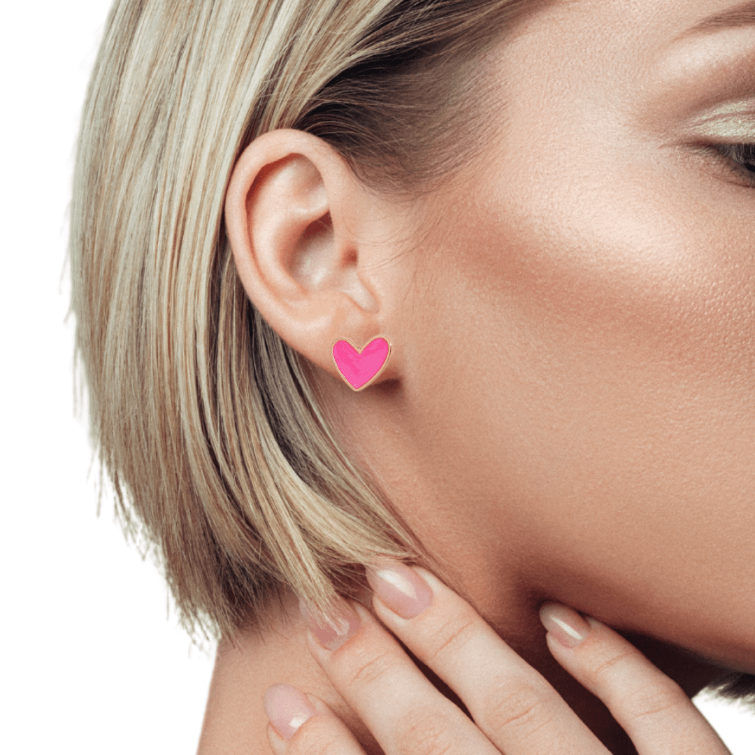 Pink Heart Stud Earrings - The Kindness Cause