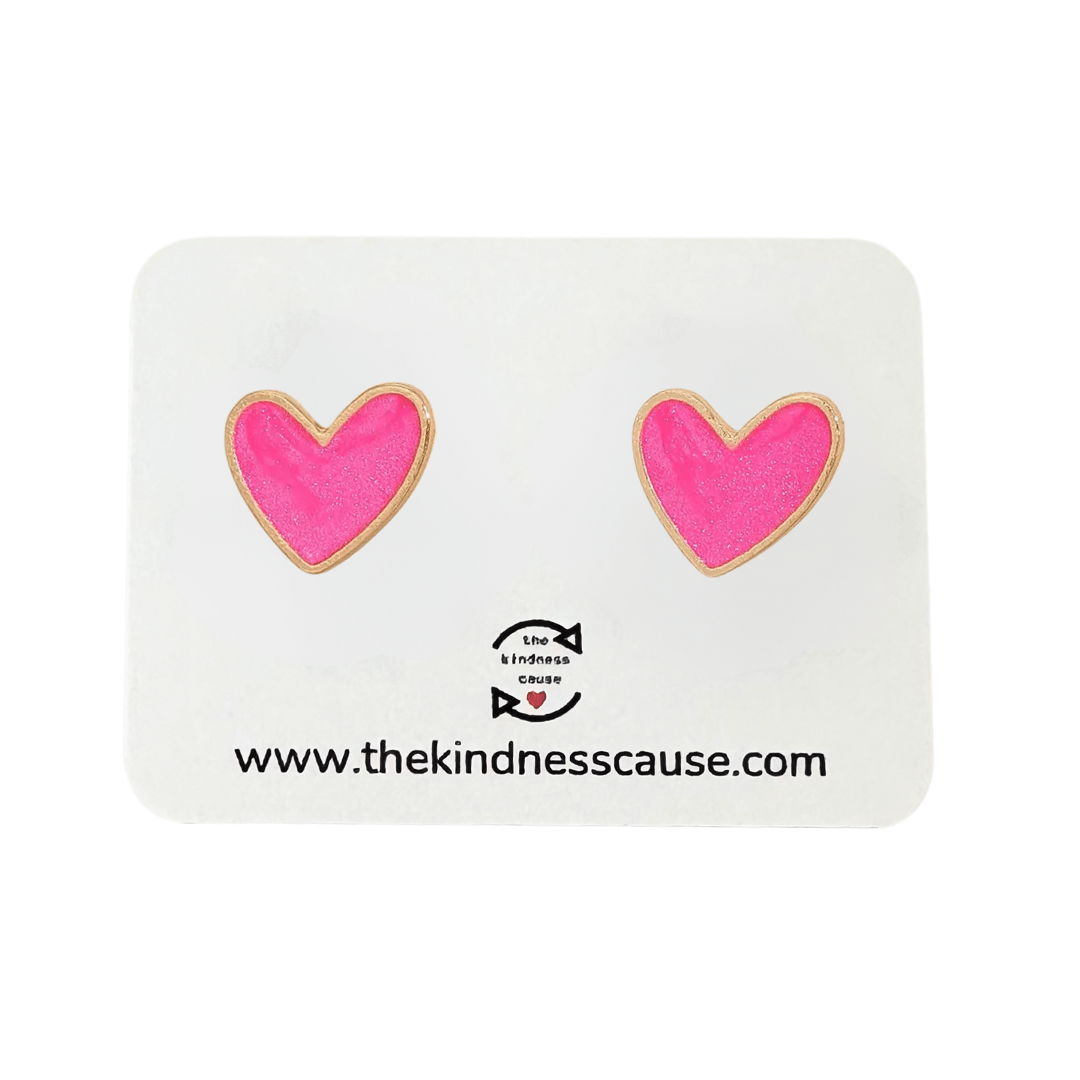 Pink Heart Stud Earrings - The Kindness Cause