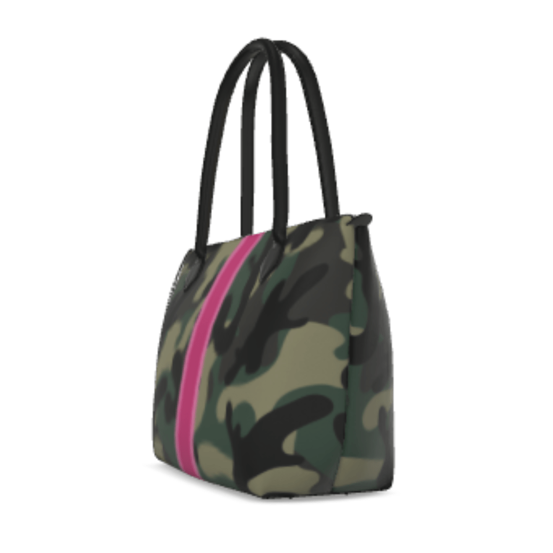 Pink Stripe Camo Nappa Leather Zip Tote Bag - The Kindness Cause