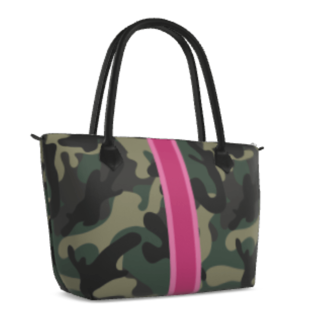 Pink Stripe Camo Nappa Leather Zip Tote Bag - The Kindness Cause