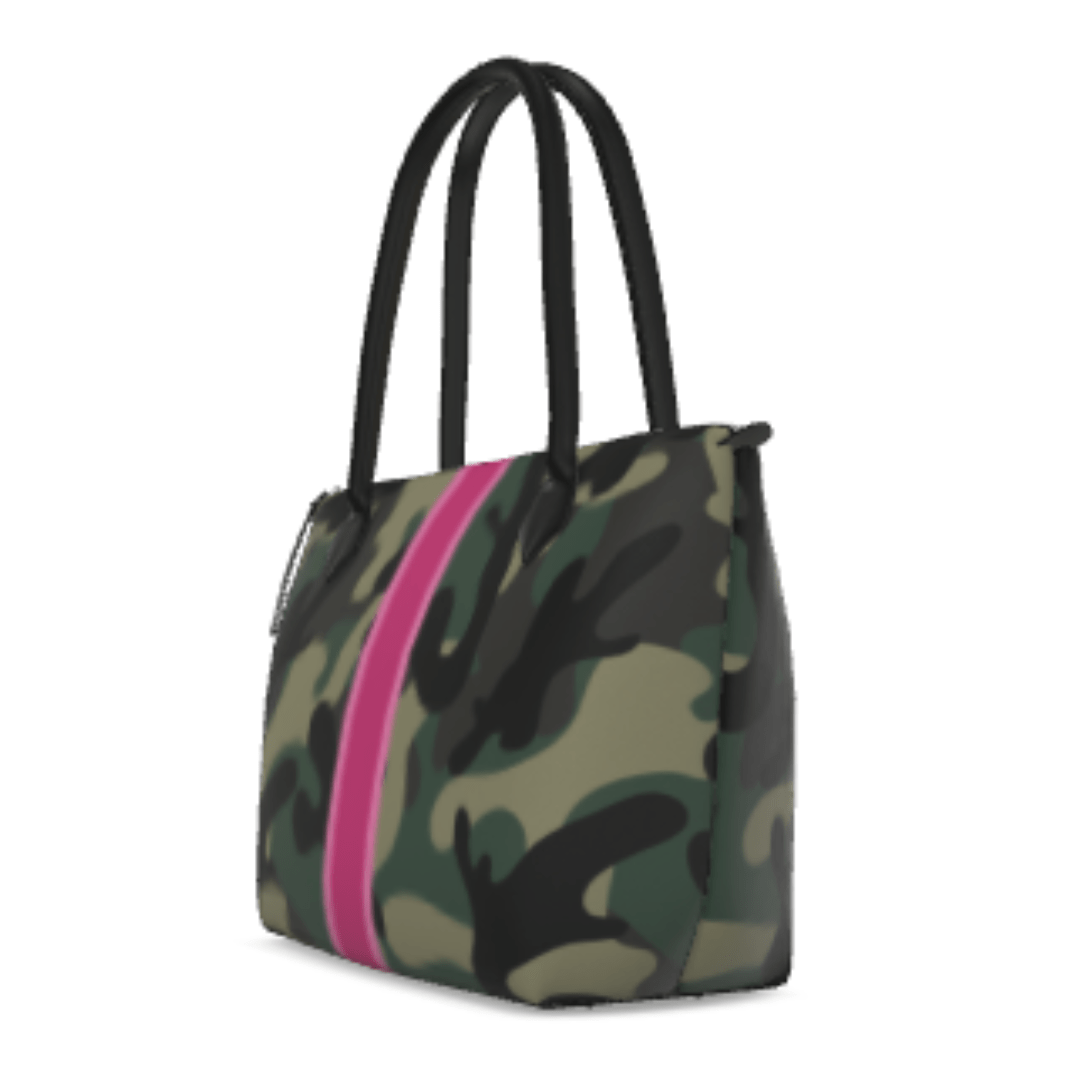 Pink Stripe Camo Nappa Leather Zip Tote Bag - The Kindness Cause