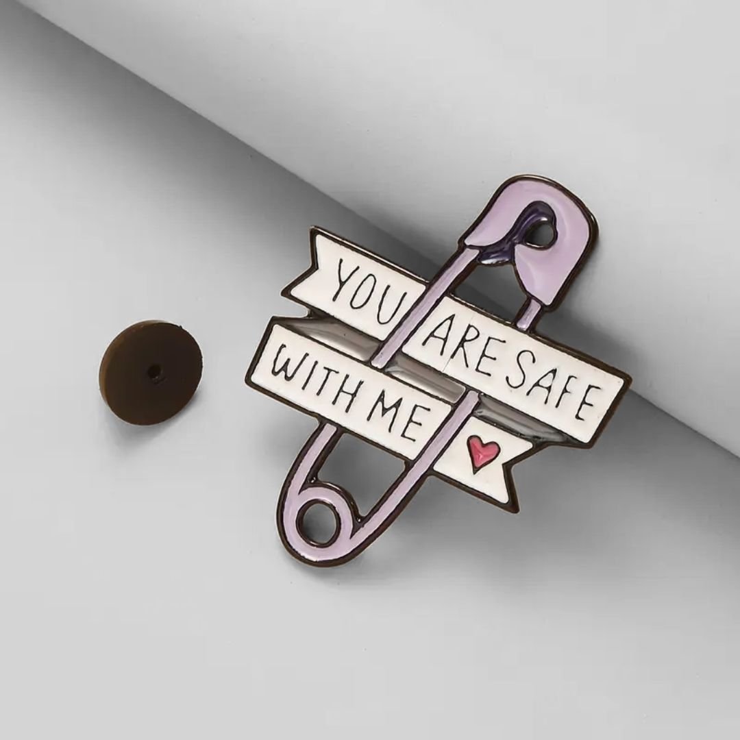 Safety Pin You Are Safe With Me Pride Enamel Pin - The Kindness Cause