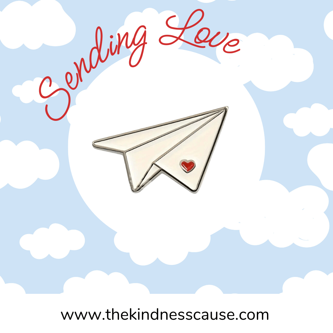 Sending Love Paper Airplane Enamel Lapel Pin - The Kindness Cause