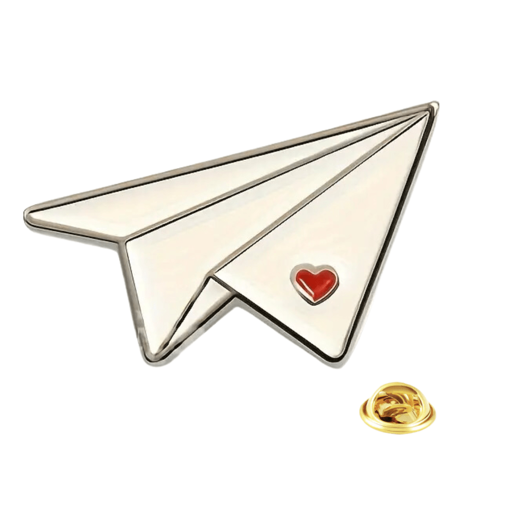 Sending Love Paper Airplane Enamel Lapel Pin - The Kindness Cause