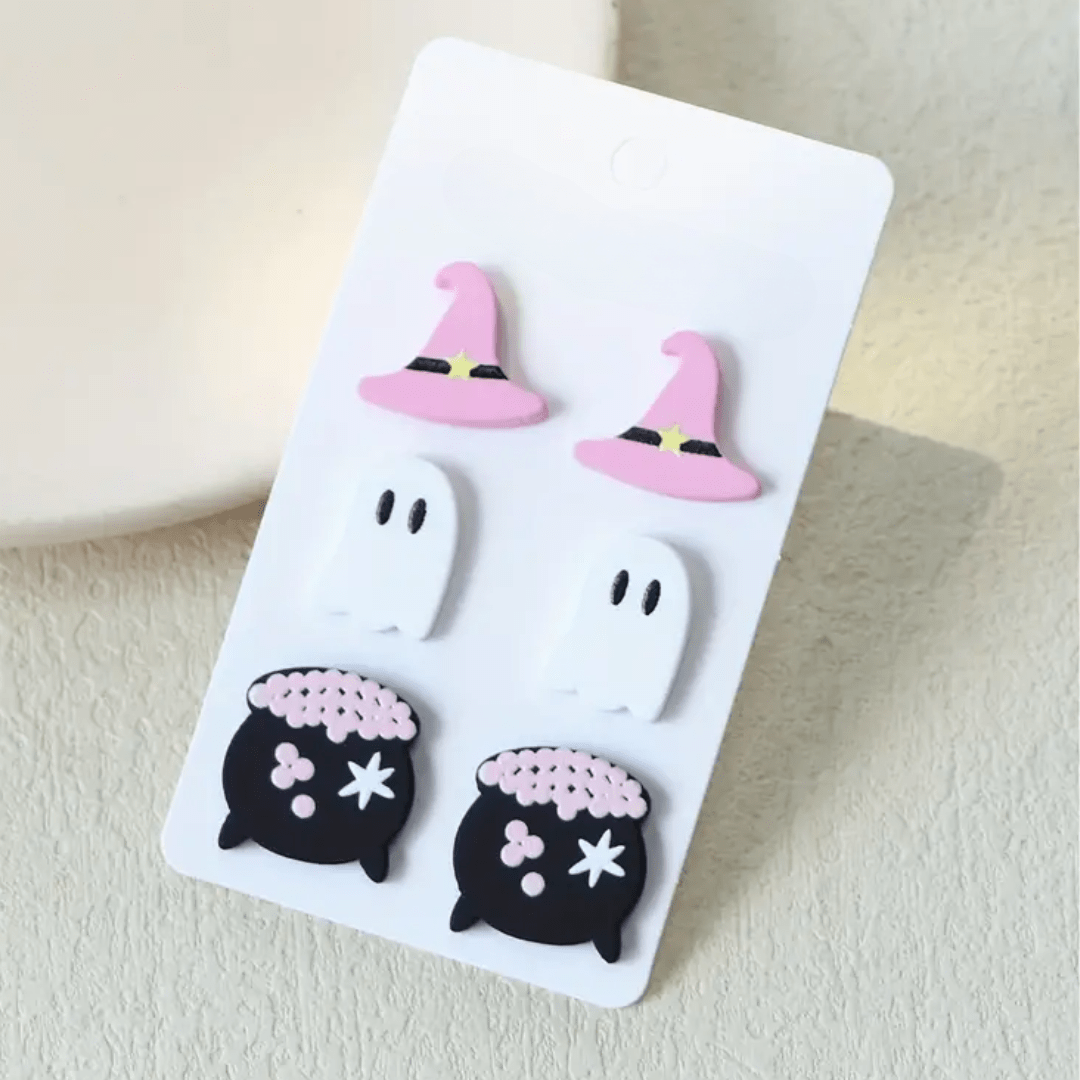 Set of 3 Acrylic Halloween Stud Earrings - The Kindness Cause