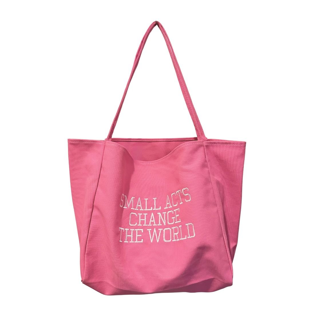Small Acts Change The World Embroidered Large Tote Bag - The Kindness Cause