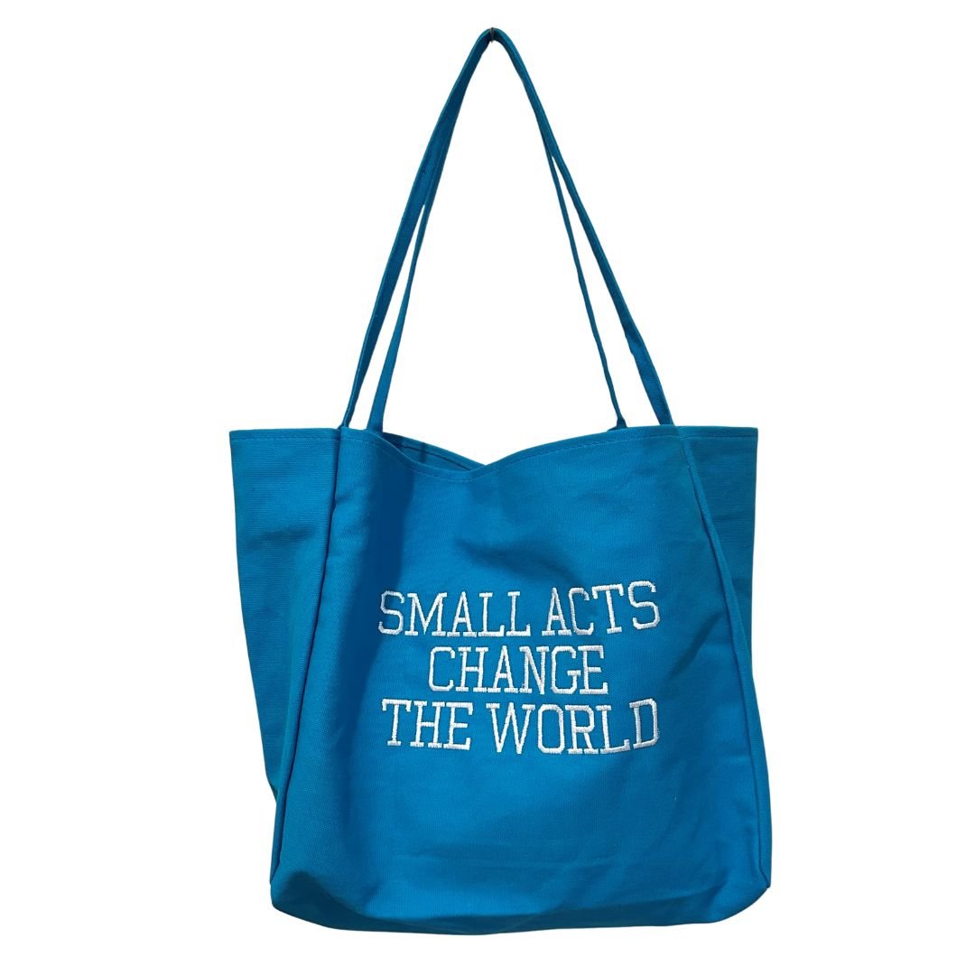 Small Acts Change The World Embroidered Large Tote Bag - The Kindness Cause