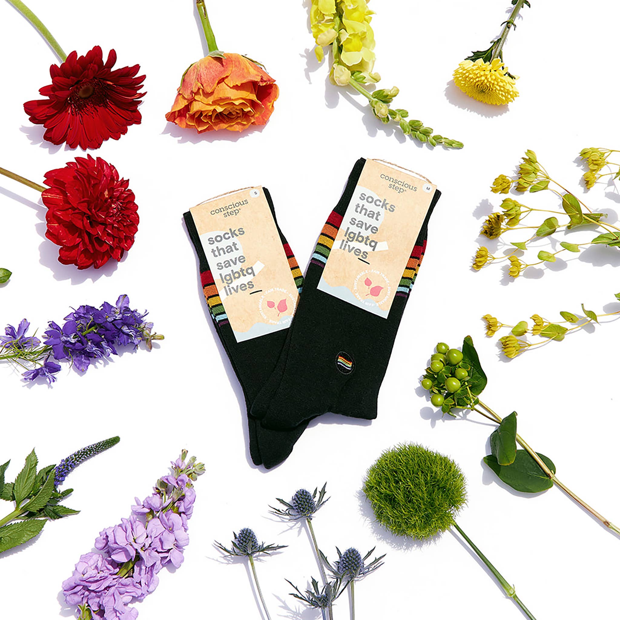 Socks that Save LGBTQ Lives (Classic Rainbow Stripe) - The Kindness Cause