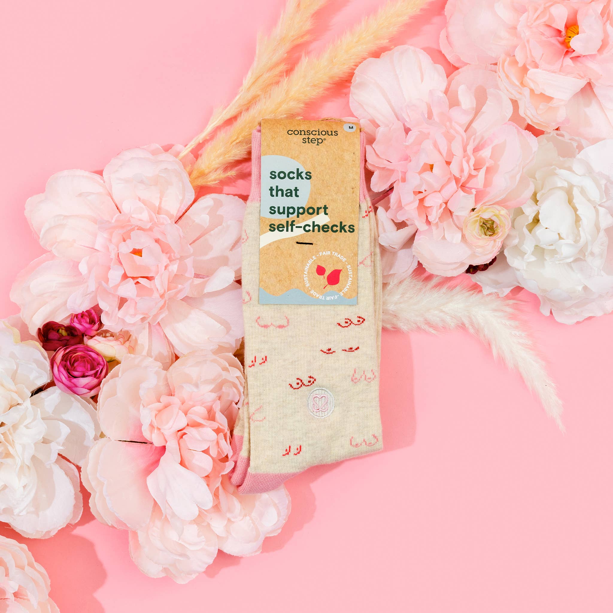 Socks that Support Self - Checks (Pink Tatas) - The Kindness Cause
