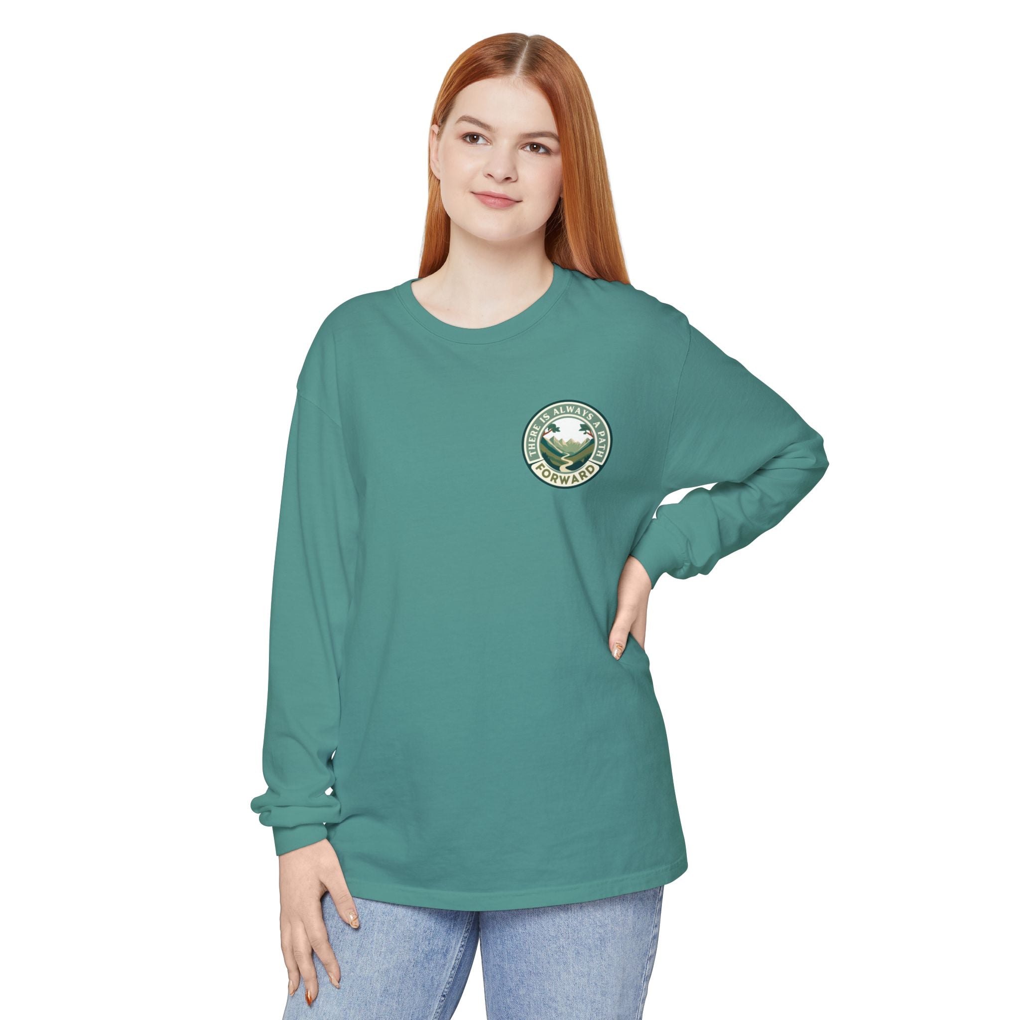 There Is Always A Path Forward Unisex Garment - dyed Long Sleeve T-Shirt - The Kindness Cause