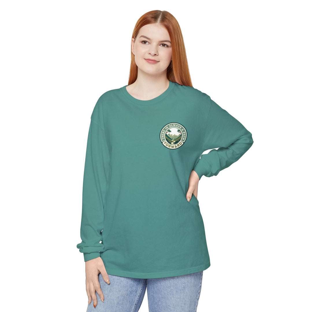 There Is Always A Path Forward Unisex Garment - dyed Long Sleeve T-Shirt - The Kindness Cause