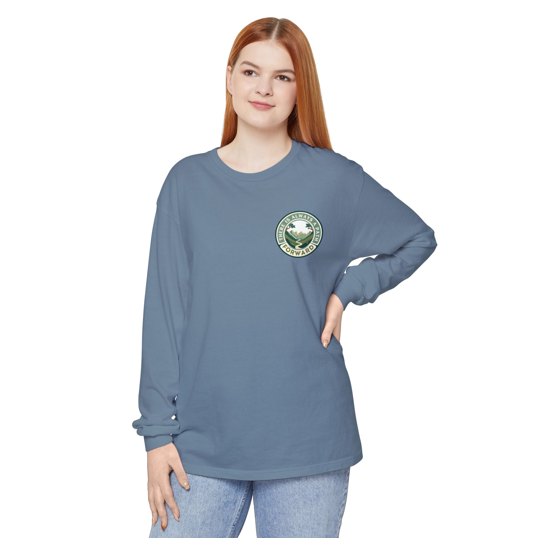 There Is Always A Path Forward Unisex Garment - dyed Long Sleeve T-Shirt - The Kindness Cause