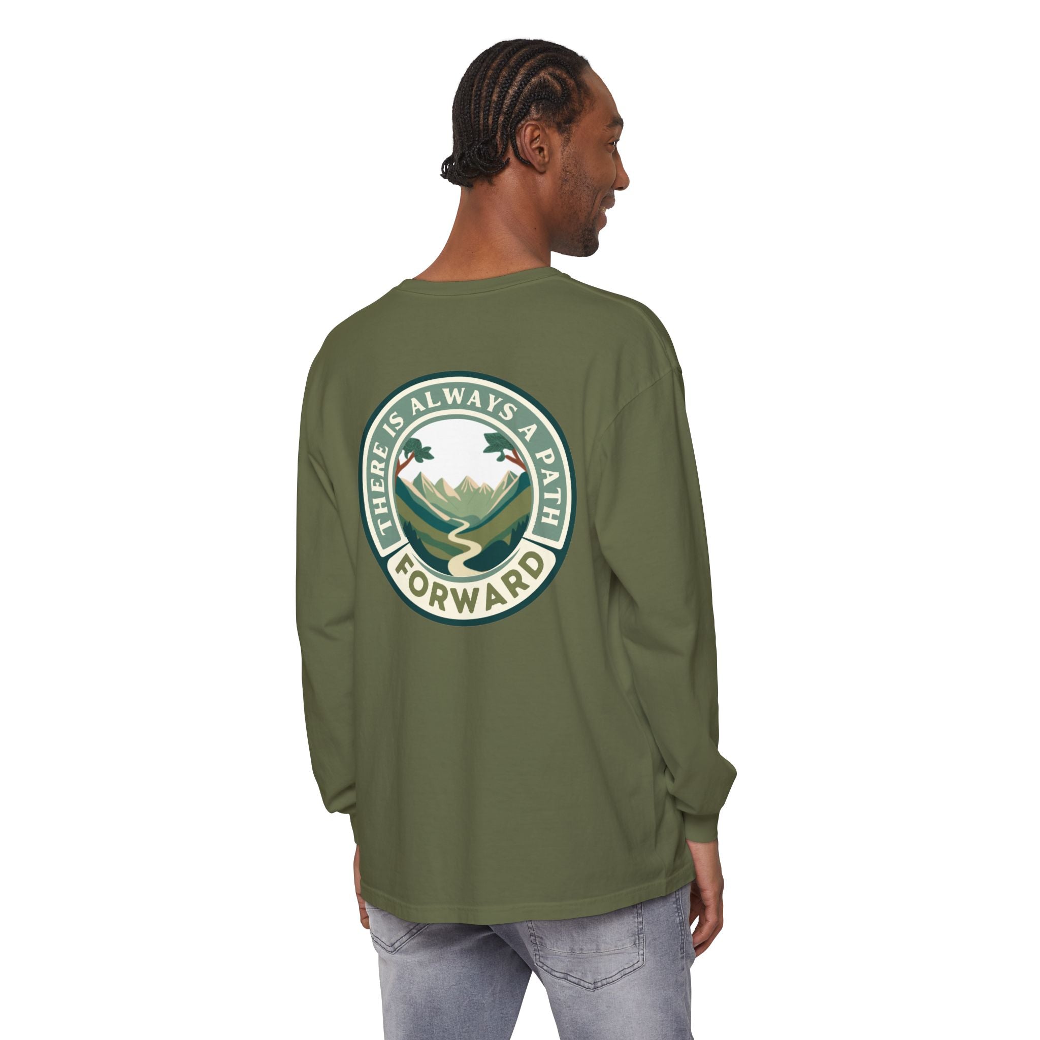 There Is Always A Path Forward Unisex Garment - dyed Long Sleeve T-Shirt - The Kindness Cause