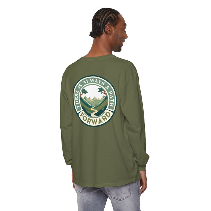 There Is Always A Path Forward Unisex Garment - dyed Long Sleeve T-Shirt - The Kindness Cause