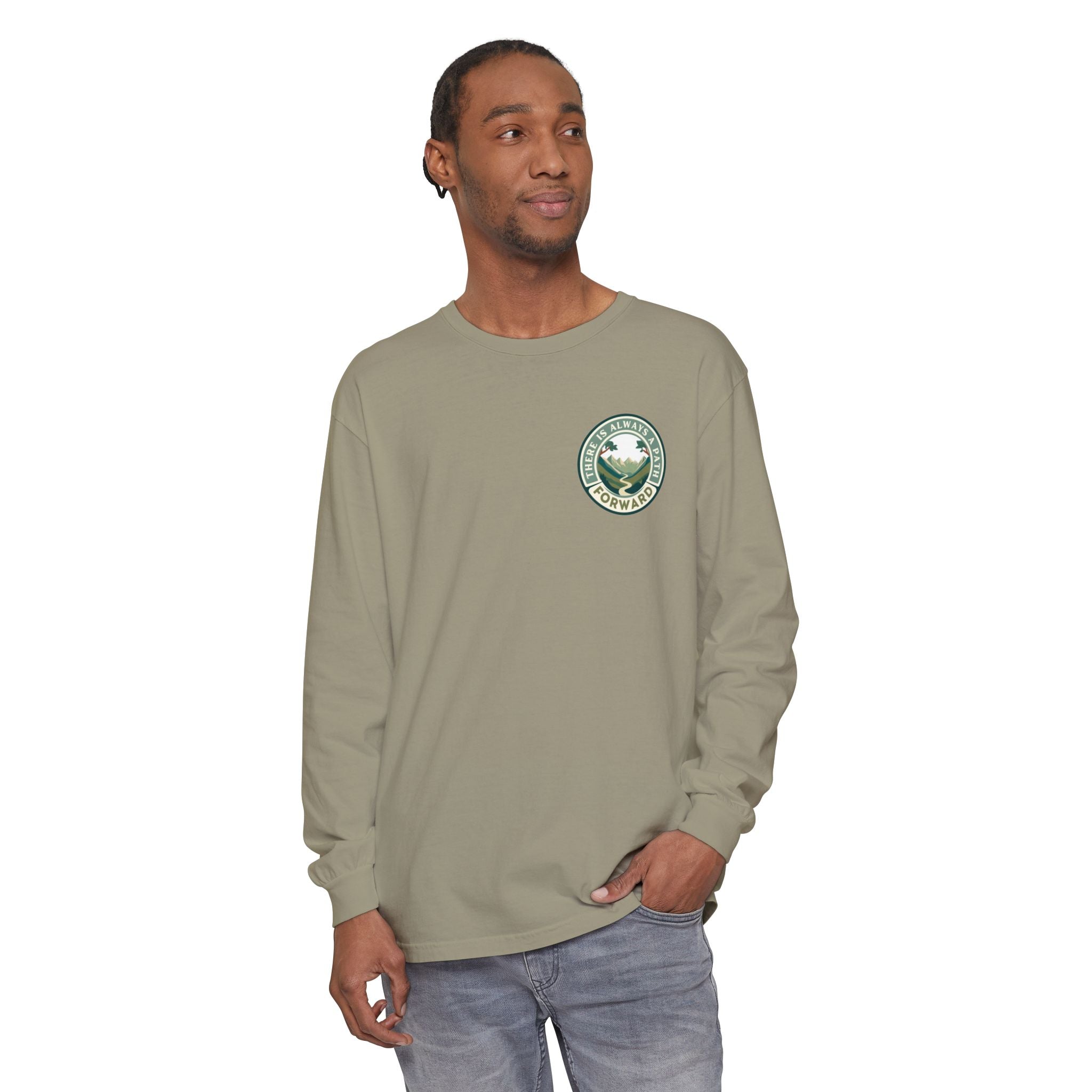 There Is Always A Path Forward Unisex Garment - dyed Long Sleeve T-Shirt - The Kindness Cause