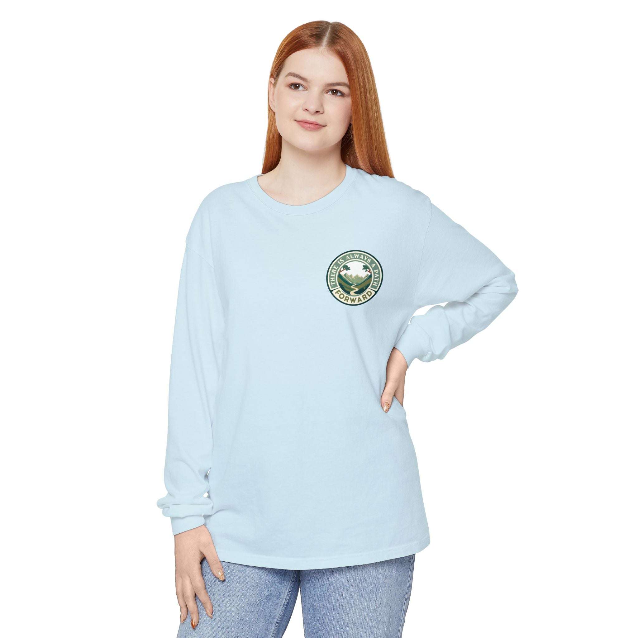 There Is Always A Path Forward Unisex Garment - dyed Long Sleeve T-Shirt - The Kindness Cause