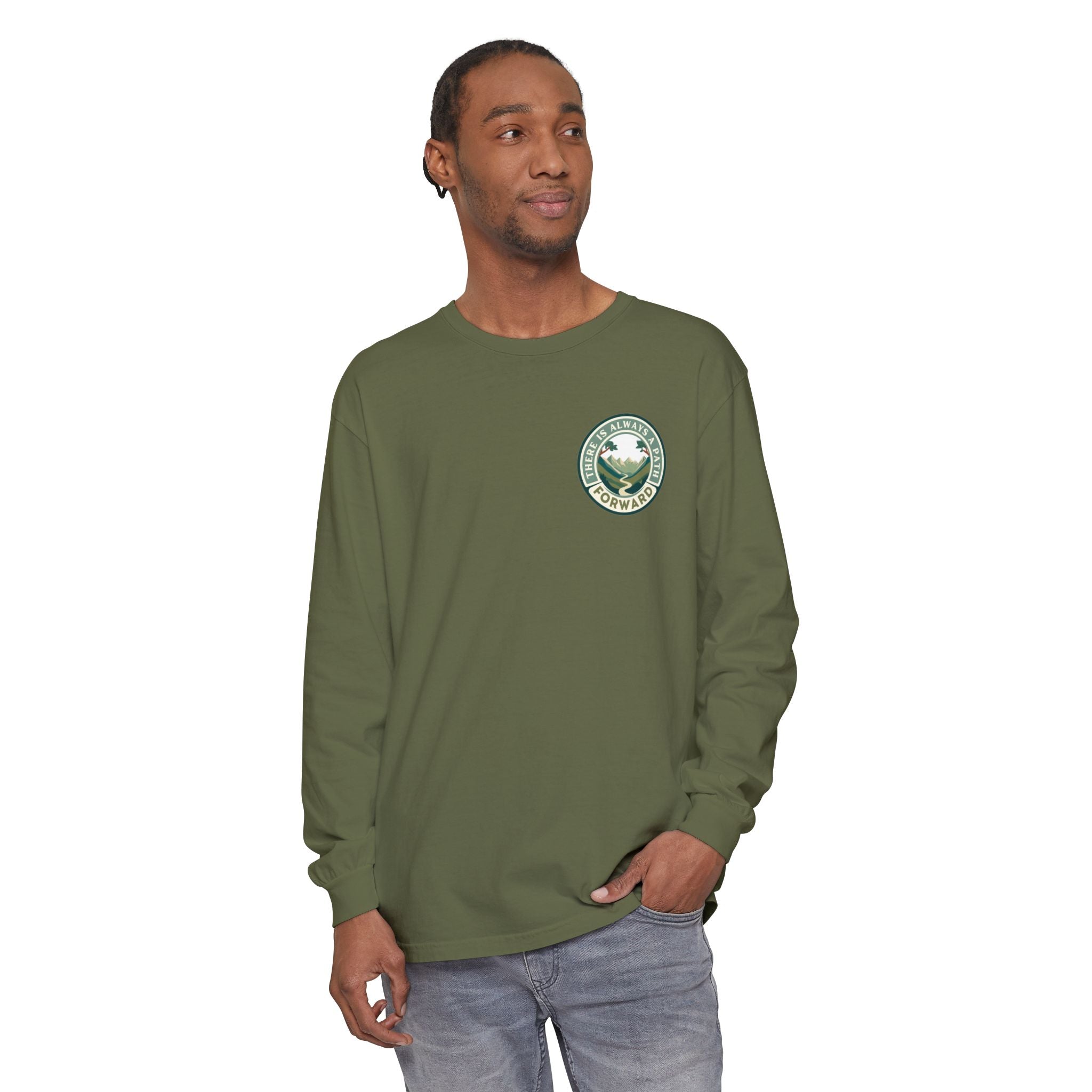 There Is Always A Path Forward Unisex Garment - dyed Long Sleeve T-Shirt - The Kindness Cause