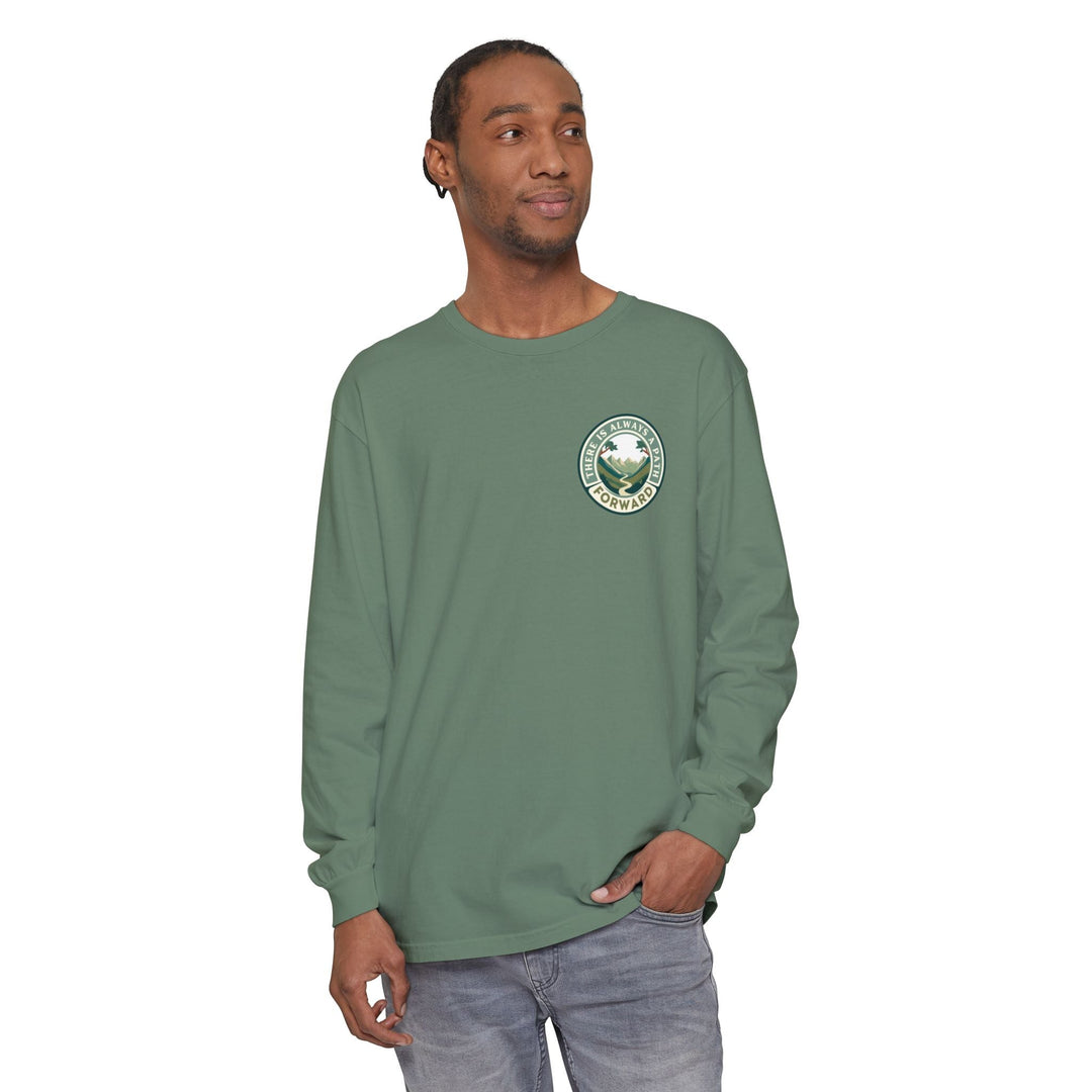 There Is Always A Path Forward Unisex Garment - dyed Long Sleeve T-Shirt - The Kindness Cause