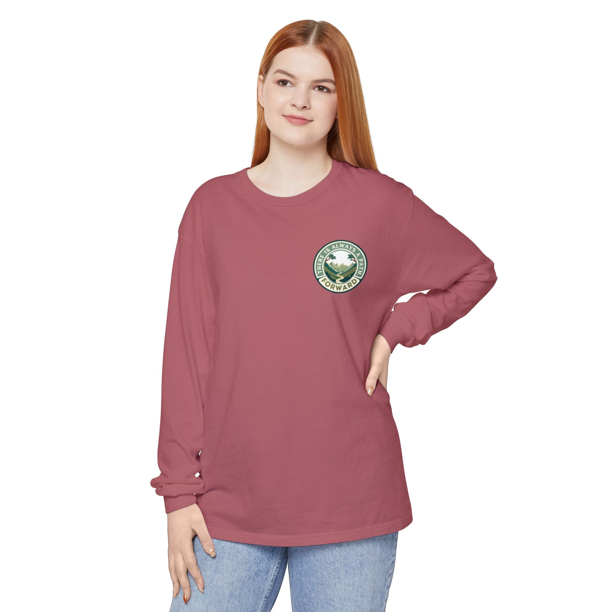 There Is Always A Path Forward Unisex Garment - dyed Long Sleeve T-Shirt - The Kindness Cause
