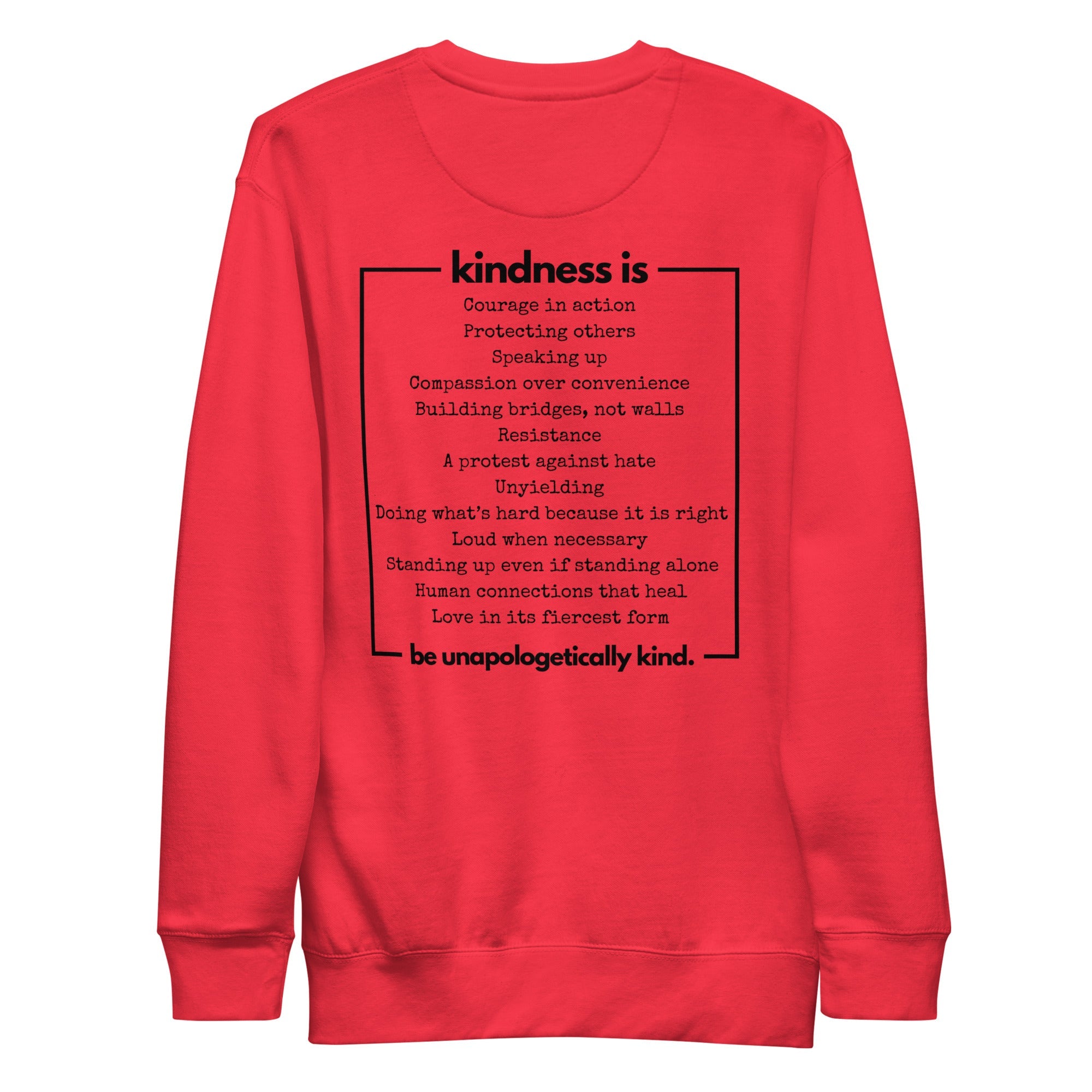 Unapologetically Kind Black Font Unisex Premium Sweatshirt - The Kindness Cause