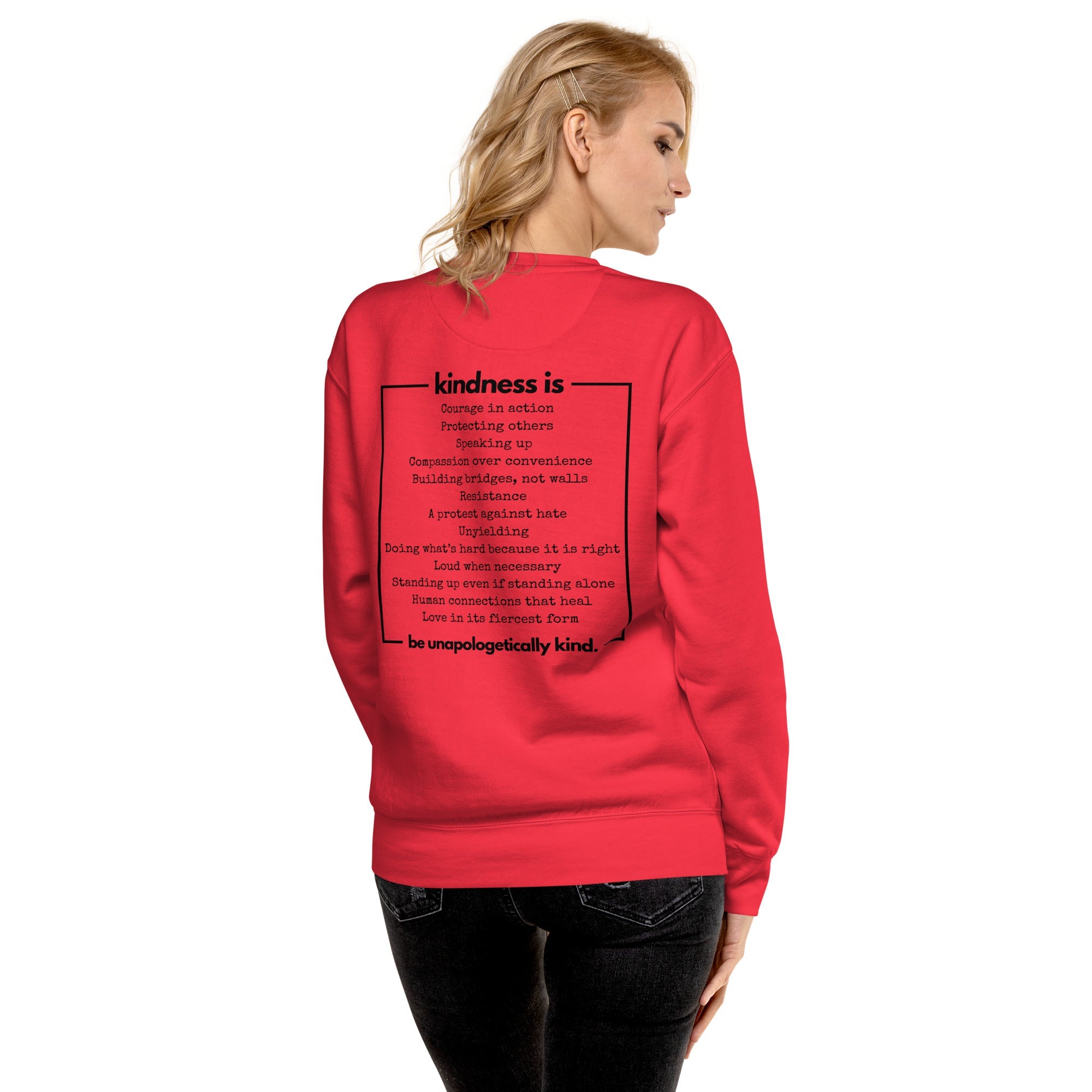 Unapologetically Kind Black Font Unisex Premium Sweatshirt - The Kindness Cause