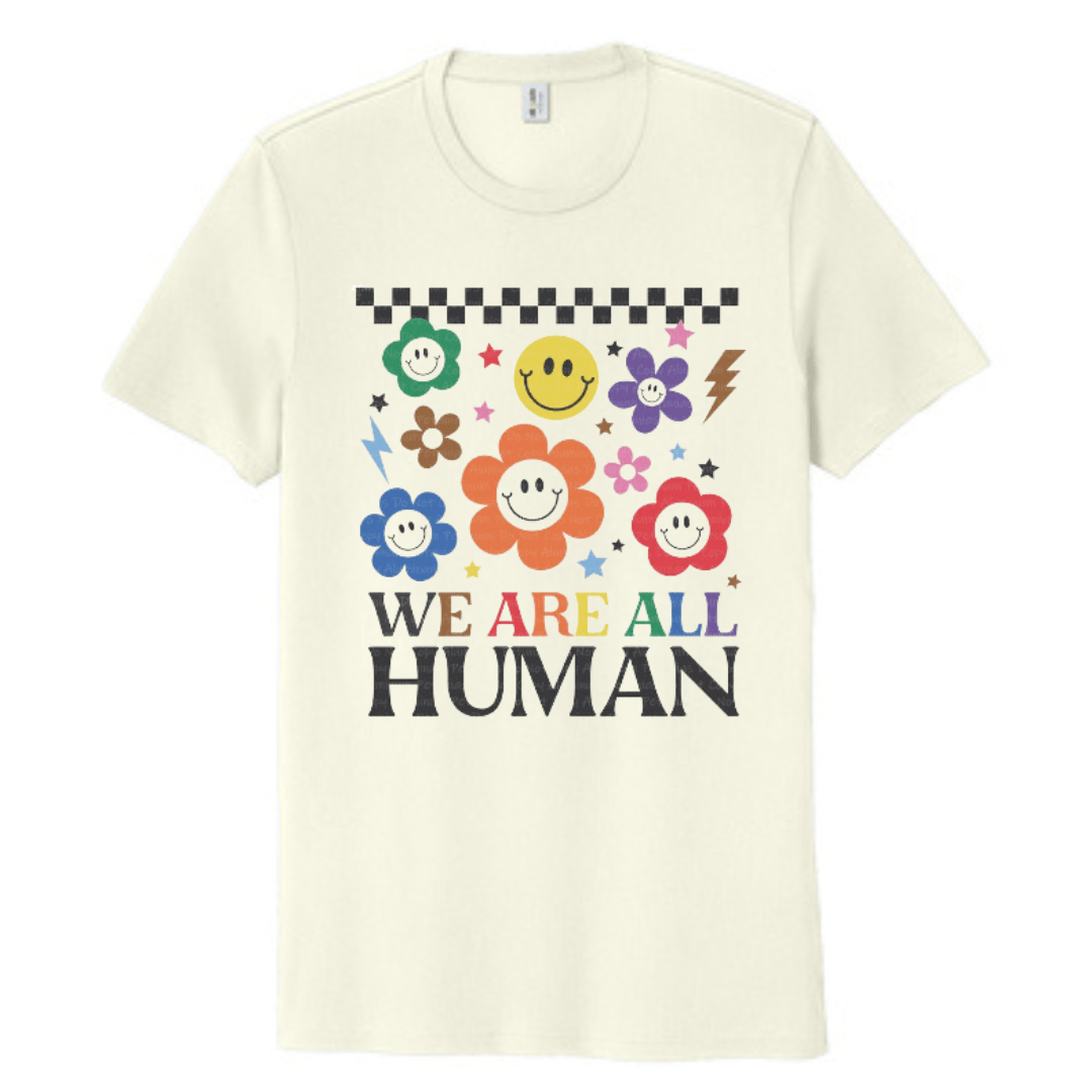 We Are All Human Happy Face Organic Cotton T-Shirt - The Kindness Cause