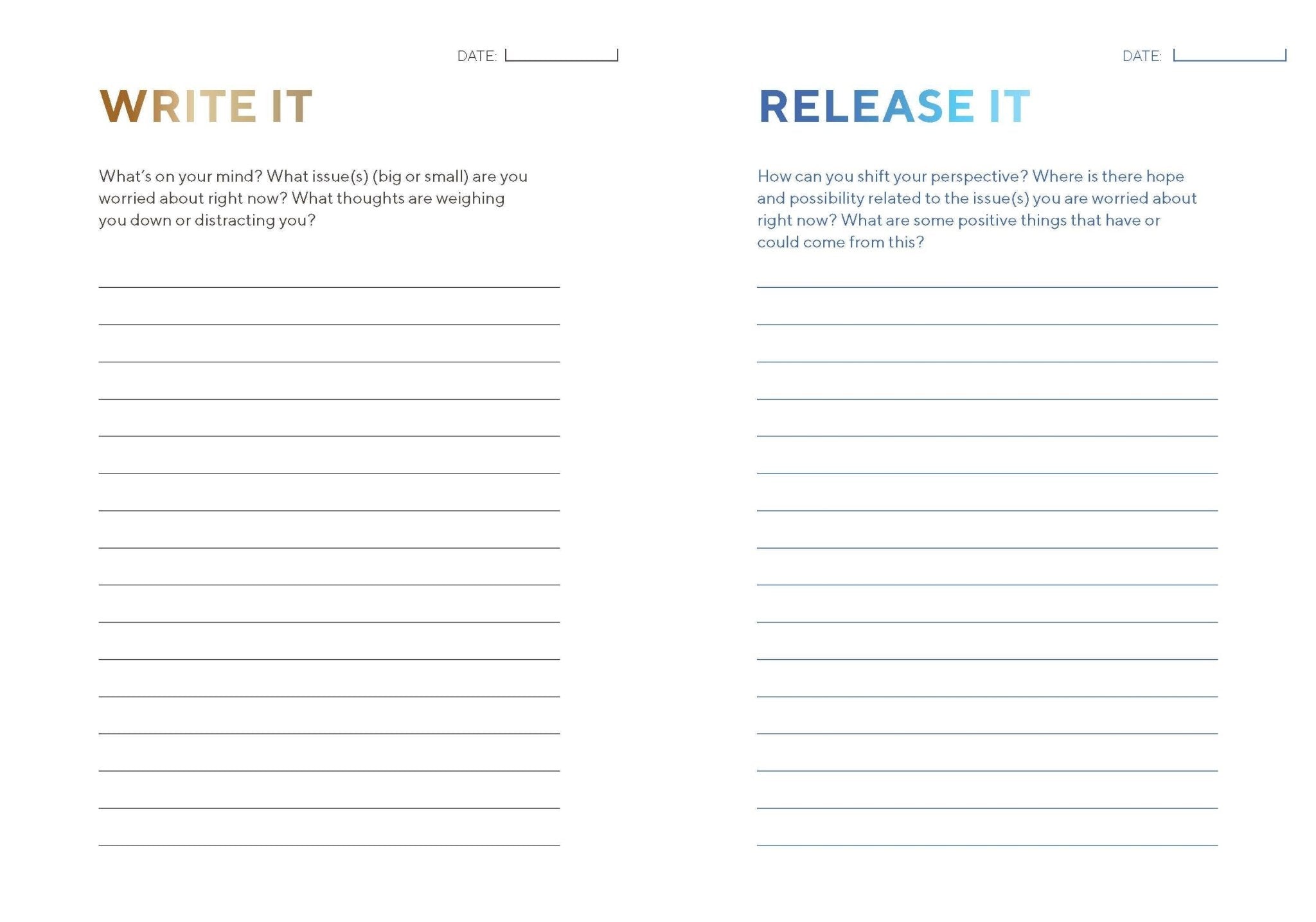 Write and Release Journal: Let Go of Worries and Make Space for Peace - The Kindness Cause