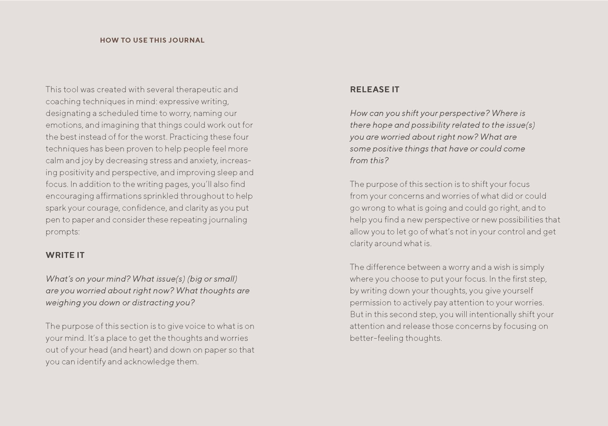 Write and Release Journal: Let Go of Worries and Make Space for Peace - The Kindness Cause