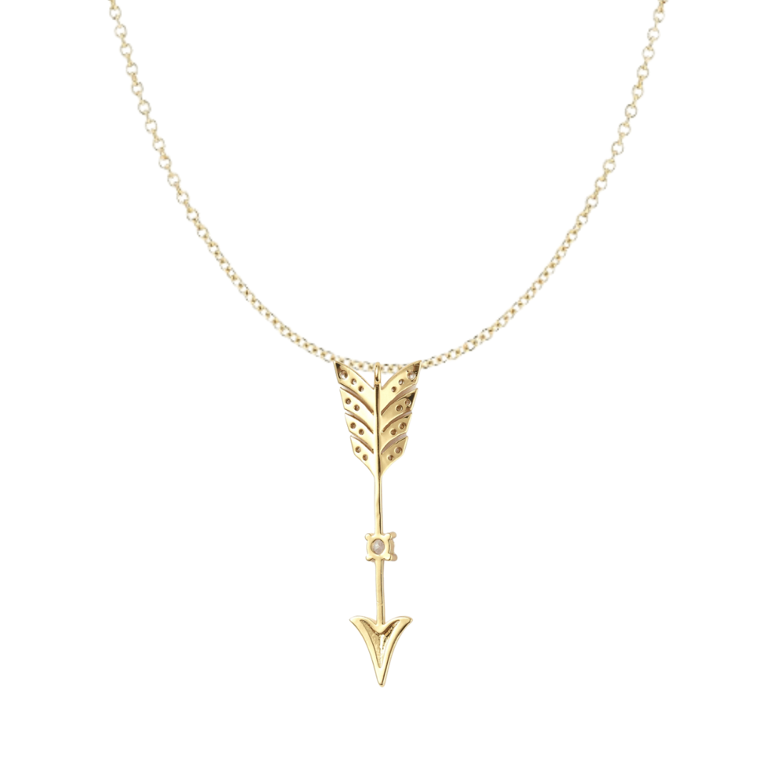18K Gold Plated Arrow Necklace with Pave Cubic Zirconia - The Kindness Cause