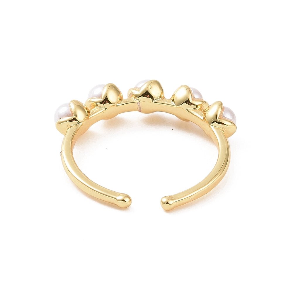 18K Gold Plated Flower Pearl Adjustable Ring - The Kindness Cause