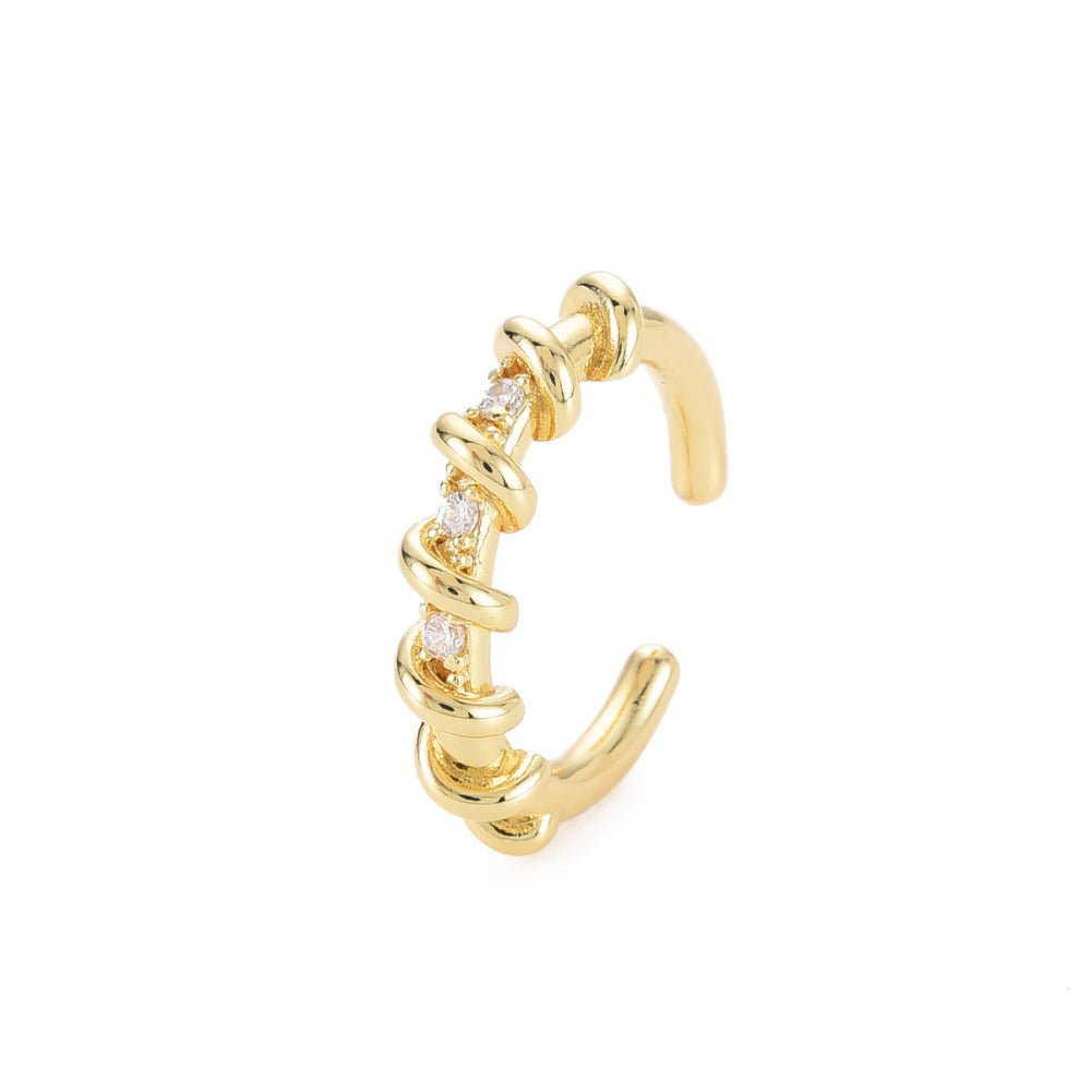 18K Gold Plated Metal Wrap Cubic Zirconia Open Back Ring - The Kindness Cause