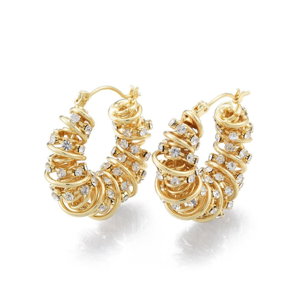 18K Gold Plated Wire Wrap Cubic Zirconia Hoop Earrings - The Kindness Cause