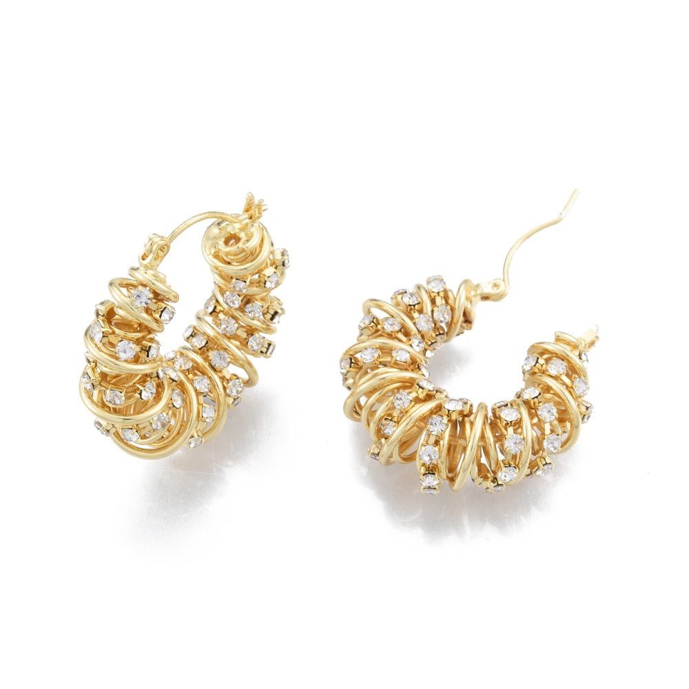 18K Gold Plated Wire Wrap Cubic Zirconia Hoop Earrings - The Kindness Cause