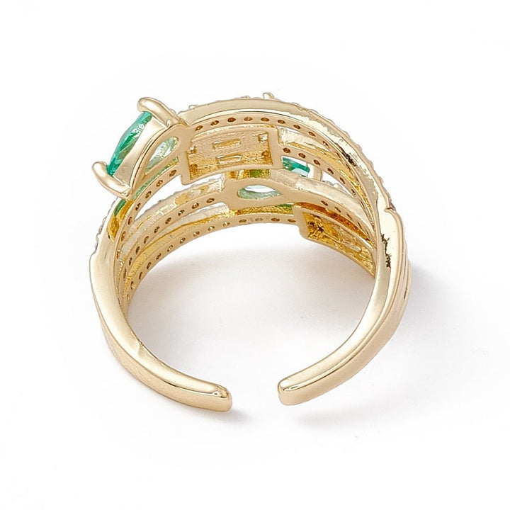 Aquamarine &amp; Cubic Zirconium 18K Gold Plated Adjustable Ring - The Kindness Cause