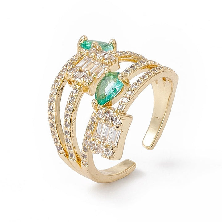 Aquamarine &amp; Cubic Zirconium 18K Gold Plated Adjustable Ring - The Kindness Cause