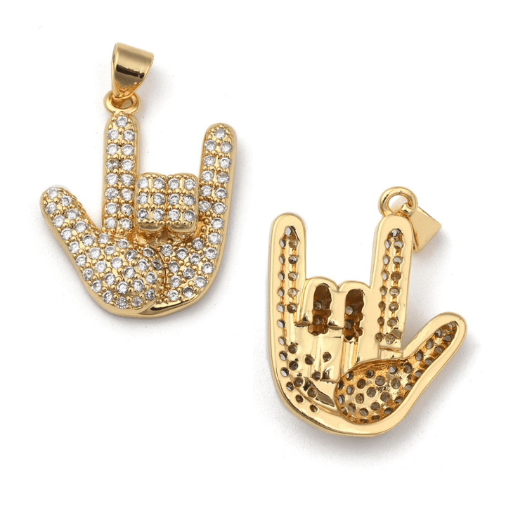 ASL I Love You Hand 18K Gold Plated Necklace with Micro Pave Cubic Zirconia - The Kindness Cause