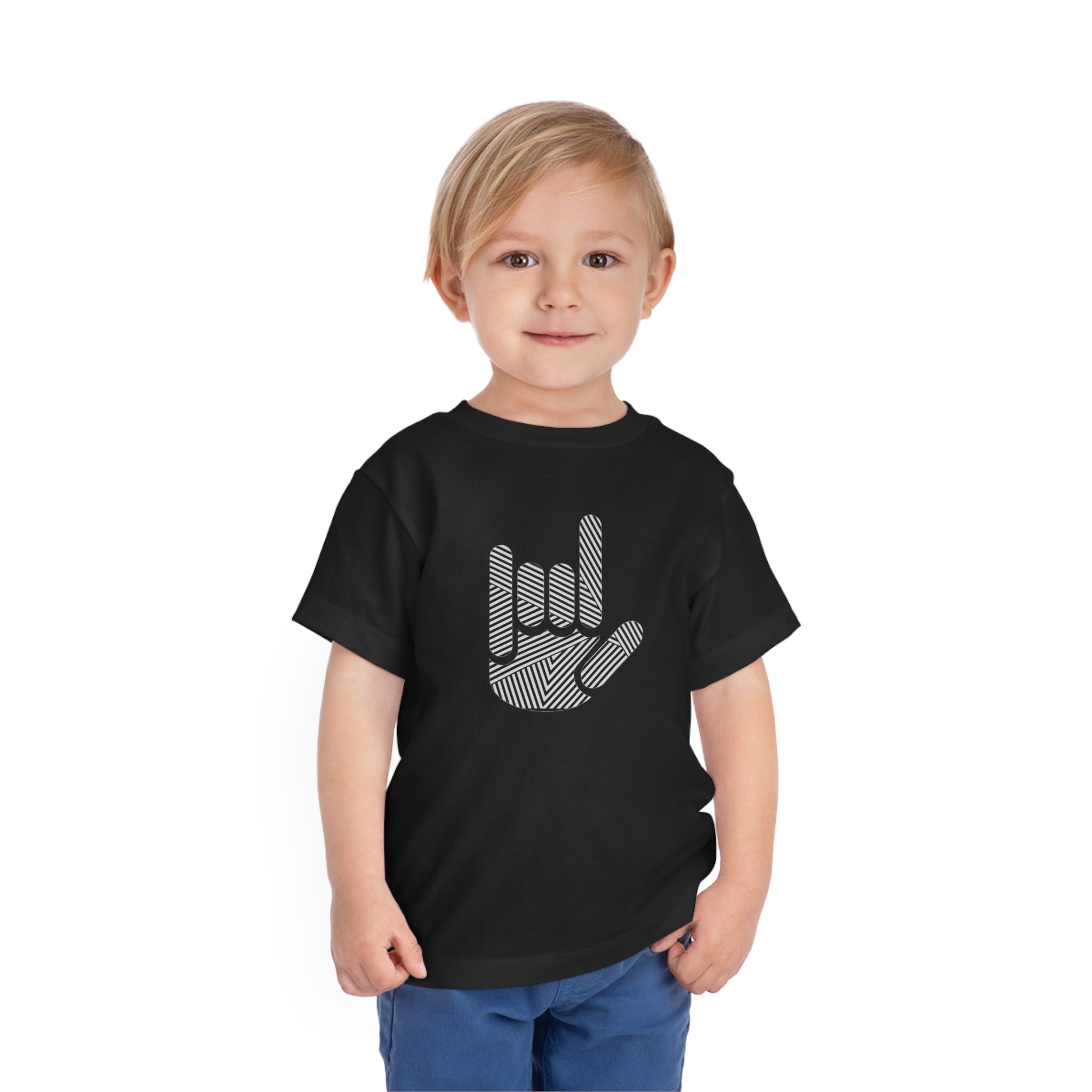 ASL I Love You Stripe Hand Toddler Short Sleeve Tee - The Kindness Cause