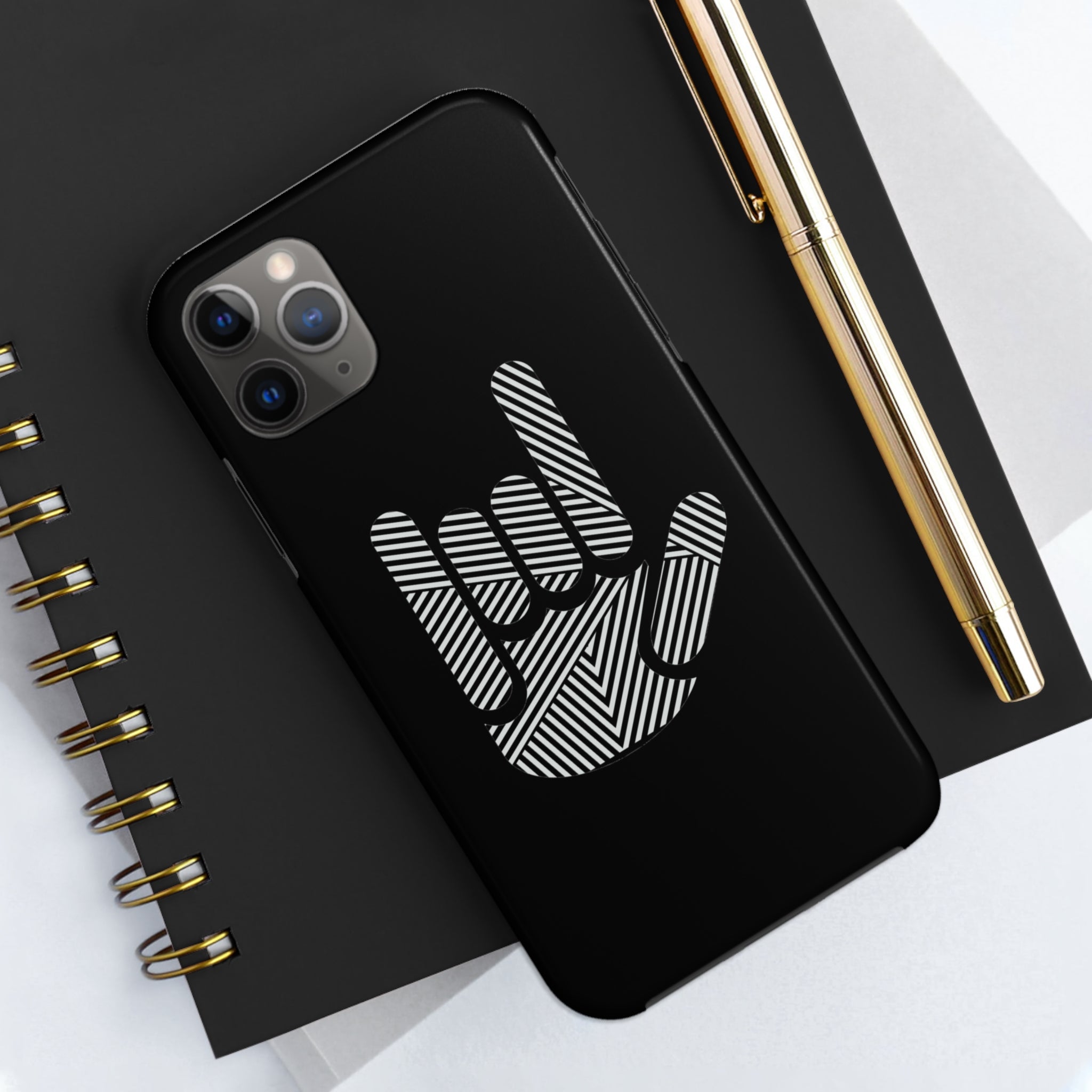 ASL I Love You Stripe Hand Tough Phone Cases - The Kindness Cause