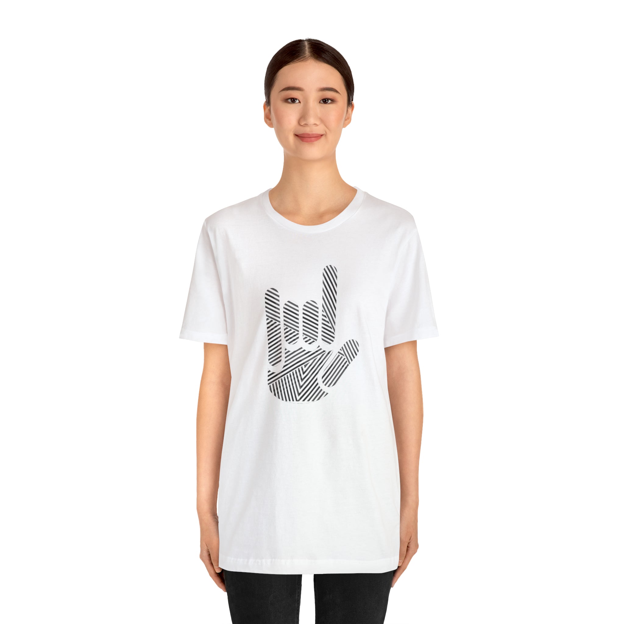 ASL I Love You Stripe Hand Unisex Jersey Short Sleeve Tee - The Kindness Cause