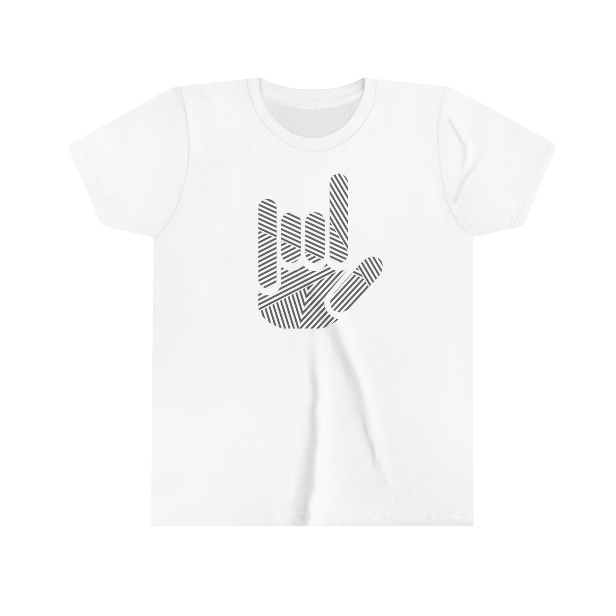 ASL I Love You Stripe Hand Youth Short Sleeve Tee - The Kindness Cause