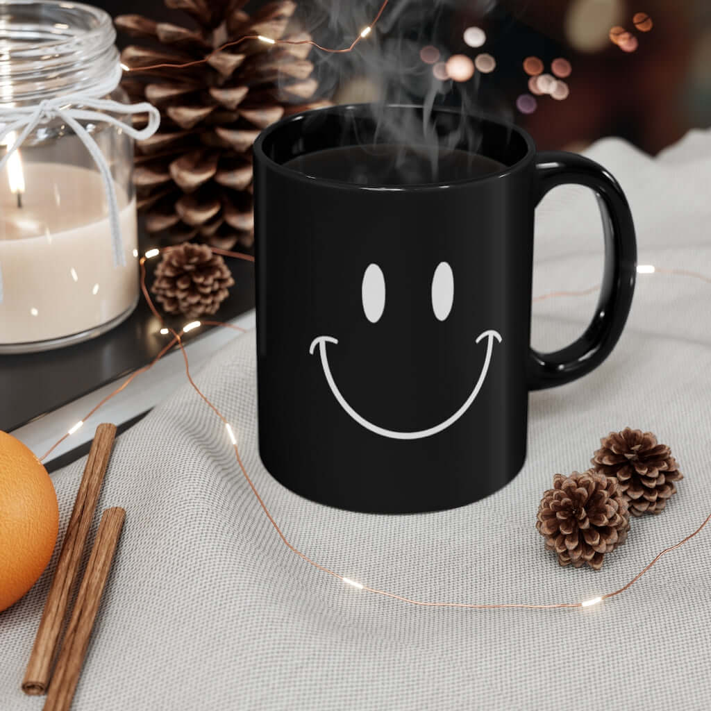 Be Happy 11 oz. Black Mug - The Kindness Cause Gift Ideas