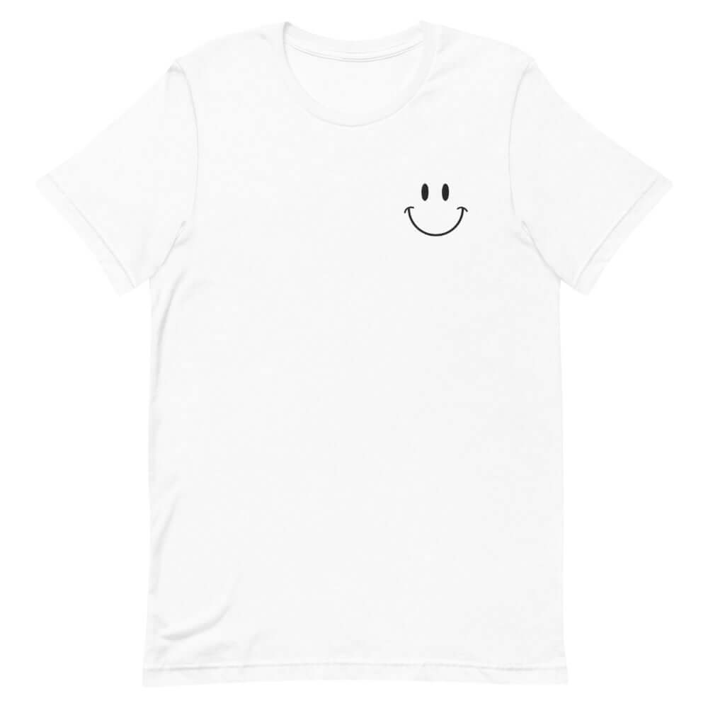 Be Happy Embroidered Short-Sleeve Unisex T-Shirt - The Kindness Cause