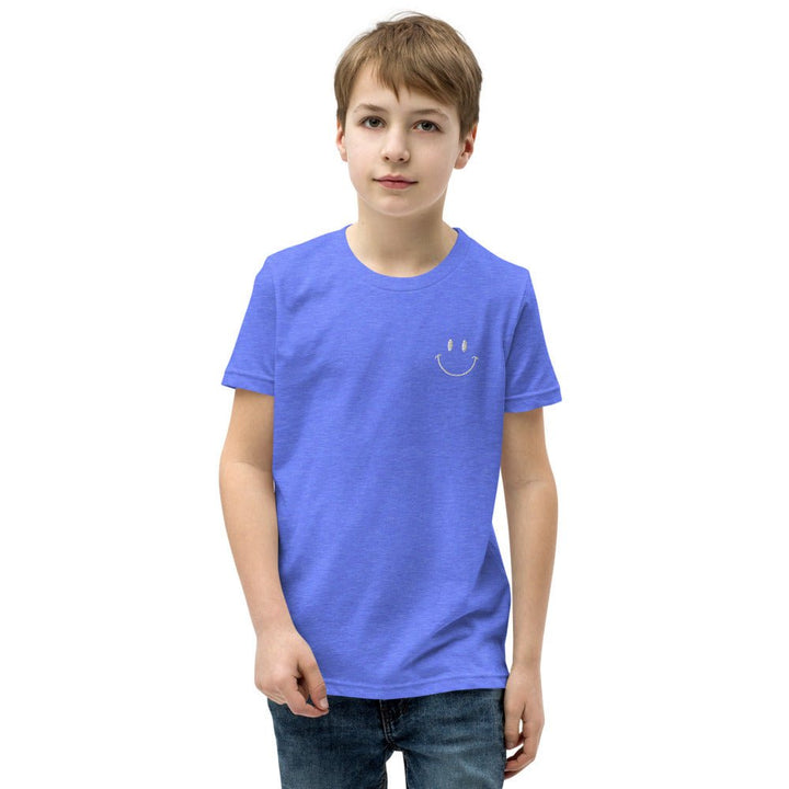 Be Happy Embroidered Unisex Youth Short Sleeve T-Shirt - The Kindness Cause