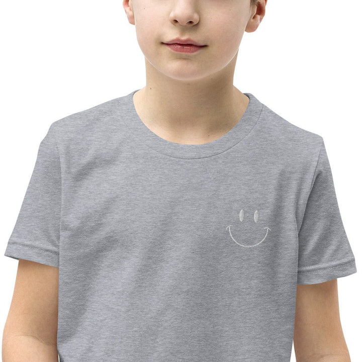 Be Happy Embroidered Unisex Youth Short Sleeve T-Shirt - The Kindness Cause